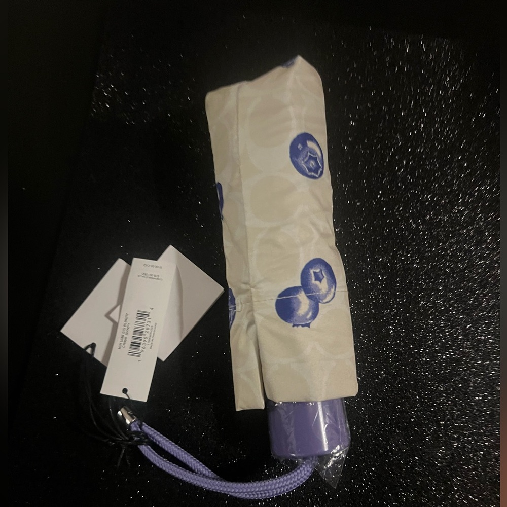 Coach Mini Umbrella In Signature Blueberry Print - Picture 2 of 2